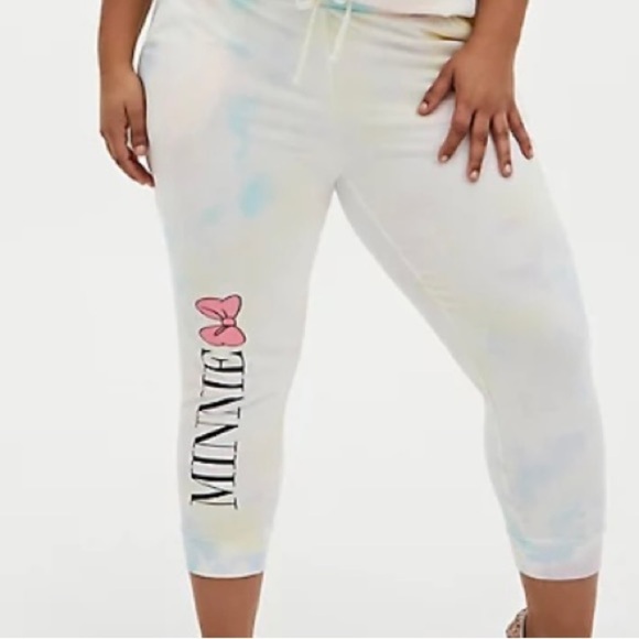 Torrid Disney Minnie Mouse Pastel Rainbow Tie Dye Crop Jogger size 4x NWT - Picture 1 of 9
